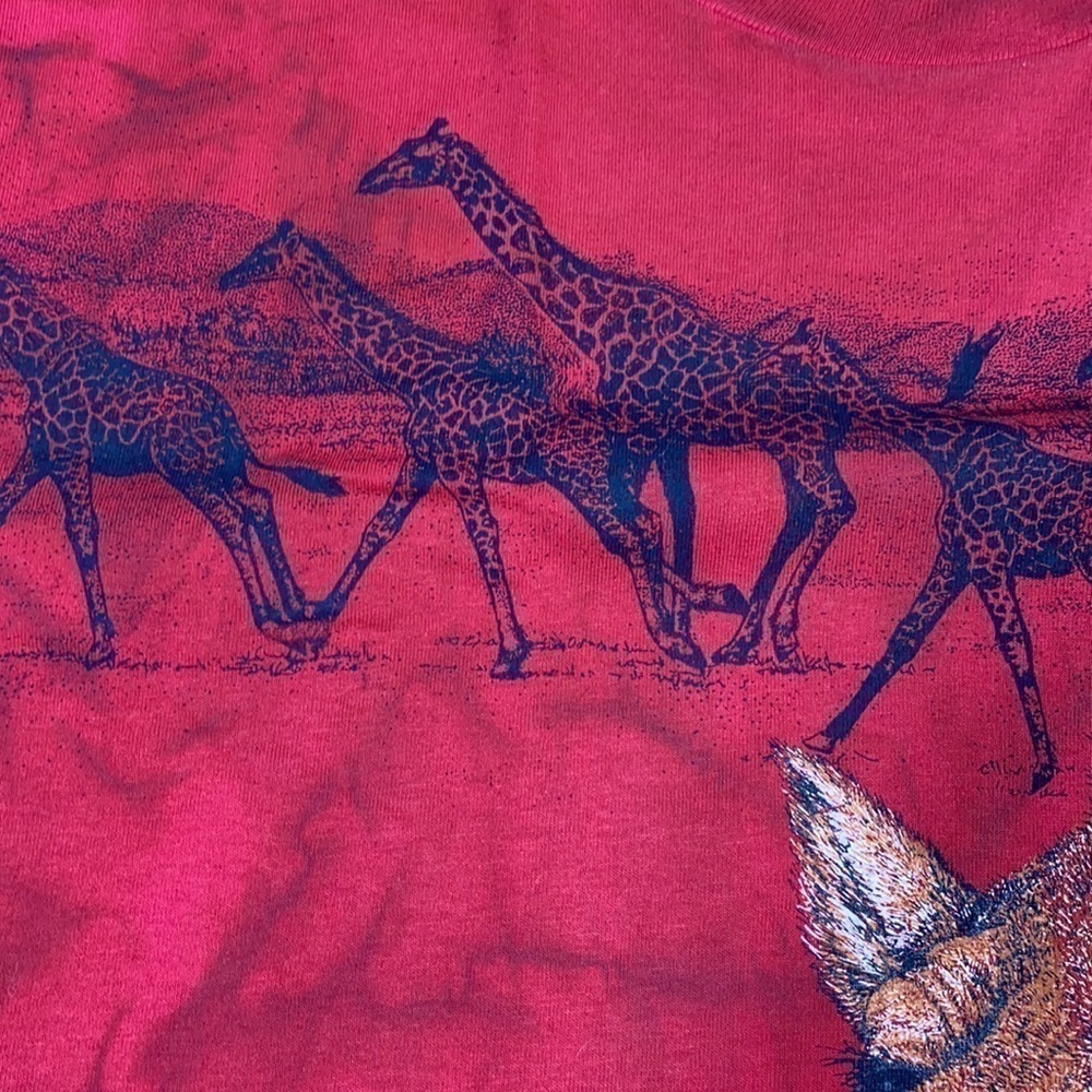 Vintage Anvil Giraffe Red Graphic Print Tshirt XL - Picture 6 of 10